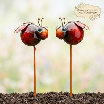 2er Set Lustiger Gartenstecker Marienkäfer ca. 75 cm - Gartendekoration